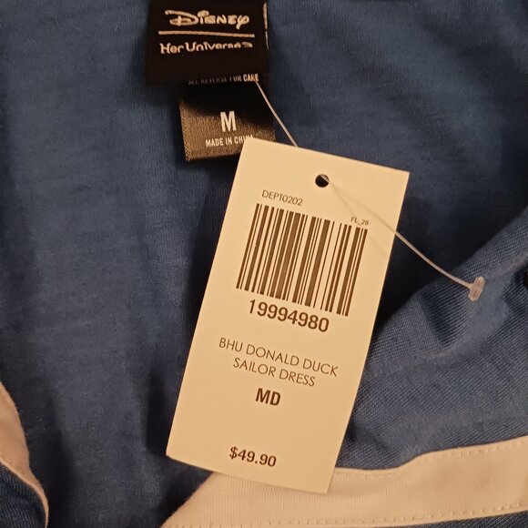 Disney Her Universe Dress Womens NWT M Blue Donald Duck Sailor Cosplay Pockets - Picture 5 of 7